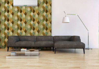 modern parlak iç mekan 3D resimleme