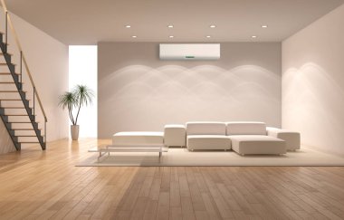 modern parlak iç mekan 3D resimleme