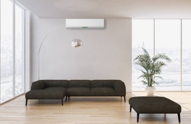 modern parlak iç mekan 3D resimleme