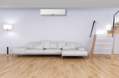 modern parlak iç mekan 3D resimleme