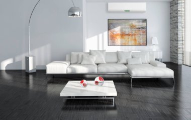 modern parlak iç mekan 3D resimleme