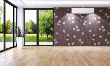 modern parlak iç mekan 3D resimleme