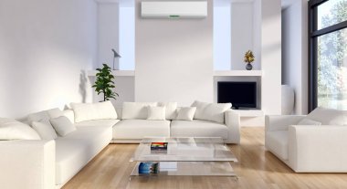 modern parlak iç mekan 3D resimleme