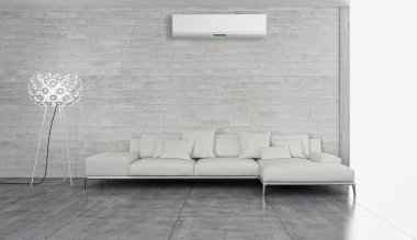 modern parlak iç mekan 3D resimleme