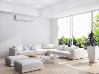 modern parlak iç mekan 3D resimleme