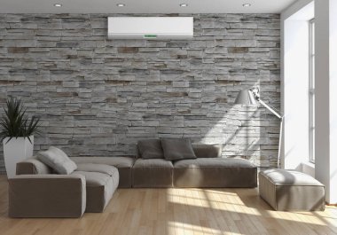 modern parlak iç mekan 3D resimleme