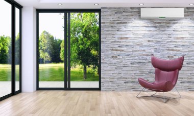 modern parlak iç mekan 3D resimleme