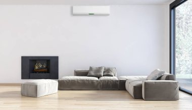 modern parlak iç mekan 3D resimleme