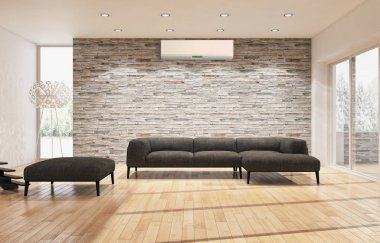 modern parlak iç mekan 3D resimleme