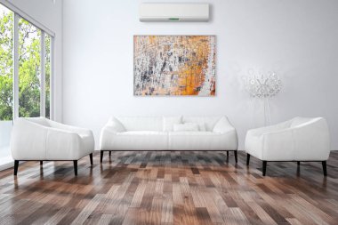 modern parlak iç mekan 3D resimleme