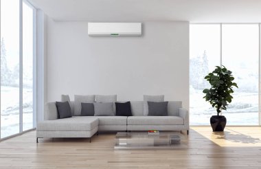 modern parlak iç mekan 3D resimleme