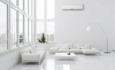 modern parlak iç mekan 3D resimleme