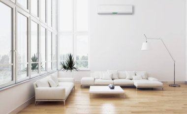 modern parlak iç mekan 3D resimleme