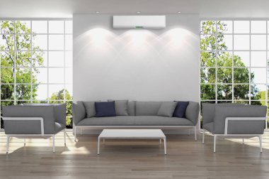 modern parlak iç mekan 3D resimleme