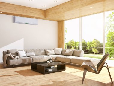 modern parlak iç mekan 3D resimleme