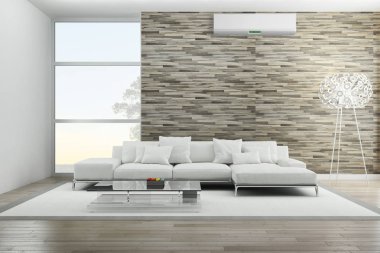 modern parlak iç mekan 3D resimleme