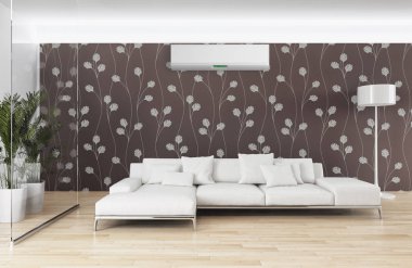 modern parlak iç mekan 3D resimleme