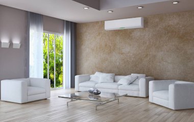 modern parlak iç mekan 3D resimleme