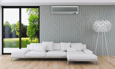 modern parlak iç mekan 3D resimleme