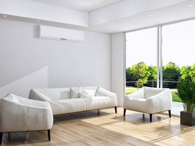 modern parlak iç mekan 3D resimleme