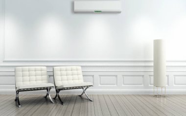 modern parlak iç mekan 3D resimleme