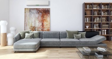 modern parlak iç mekan 3D resimleme