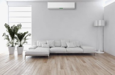 modern parlak iç mekan 3D resimleme