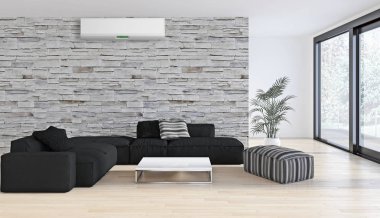 modern parlak iç mekan 3D resimleme