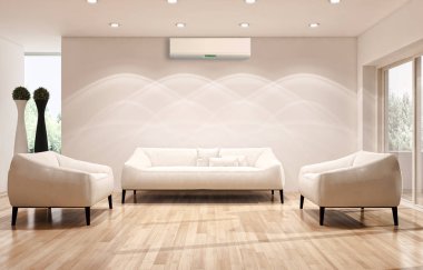 modern parlak iç mekan 3D resimleme