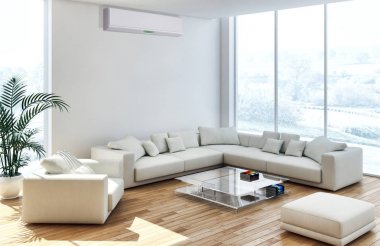 modern parlak iç mekan 3D resimleme