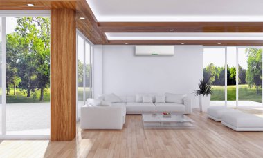 modern parlak iç mekan 3D resimleme