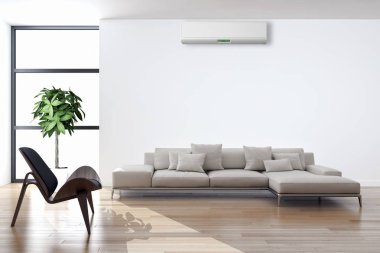 modern parlak iç mekan 3D resimleme