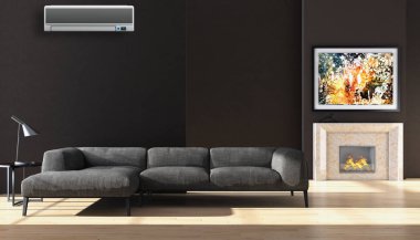 modern parlak iç mekan 3D resimleme