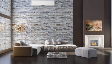 modern parlak iç mekan 3D resimleme