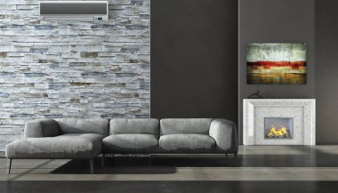 modern parlak iç mekan 3D resimleme