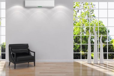 modern parlak iç mekan 3D resimleme