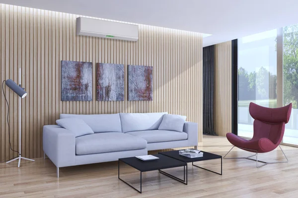 Ilustrasi render 3d interior terang modern — Stok Foto