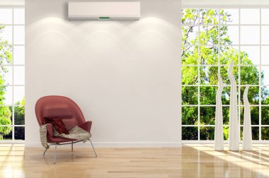 modern parlak iç mekan 3D resimleme