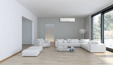 modern parlak iç mekan 3D resimleme
