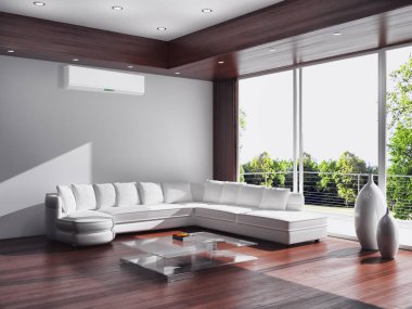 modern parlak iç mekan 3D resimleme