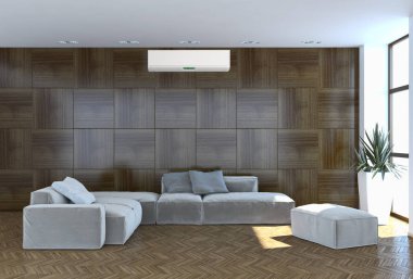 modern parlak iç mekan 3D resimleme