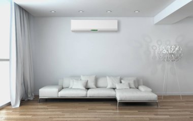 modern parlak iç mekan 3D resimleme