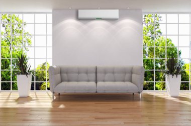 modern parlak iç mekan 3D resimleme