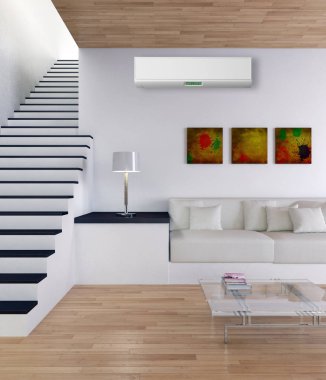 modern parlak iç mekan 3D resimleme