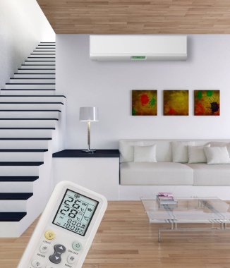 modern parlak iç mekan 3D resimleme