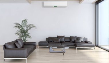 modern parlak iç mekan 3D resimleme