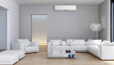 modern parlak iç mekan 3D resimleme