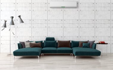 modern parlak iç mekan 3D resimleme