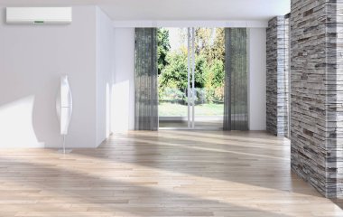 modern parlak iç mekan 3D resimleme