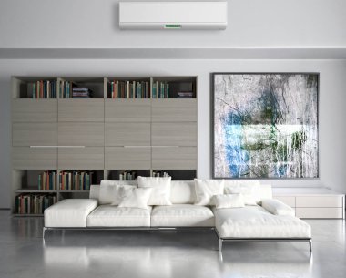 modern parlak iç mekan 3D resimleme